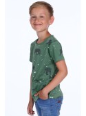 Boy\'s T-shirt with tiger prints, dark green NDZ4504 - Online store - Boutique